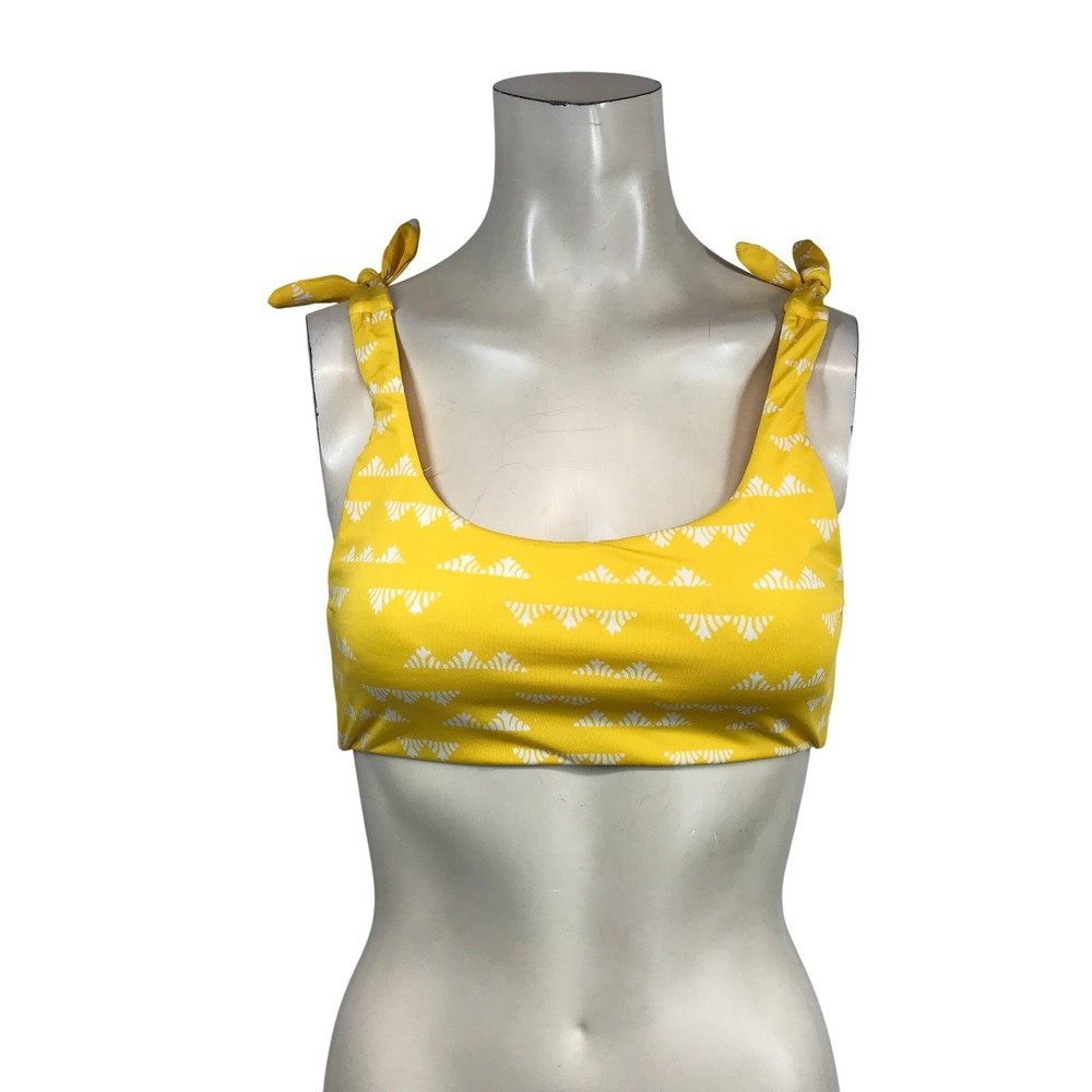 Carve‎ Designs Yellow Geometric Print Tie Shoulder Bikini Top Small